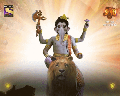 Ganesh Riding Lion In 3d GIF
