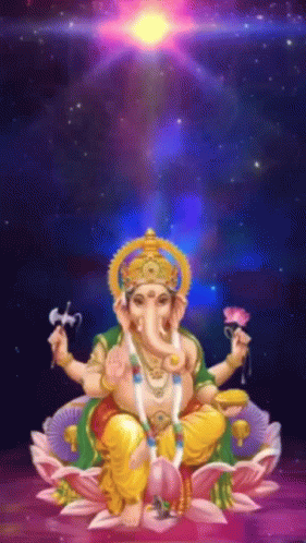 Ganesha Sitting on Lotus Flower