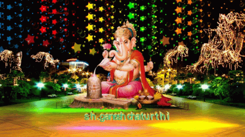 Ganesha Statue Saying Sh Ganesh Chaturthi