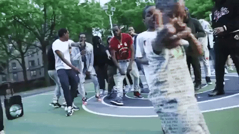 Gang Gang Kids And Guys In Basketball Court GIF