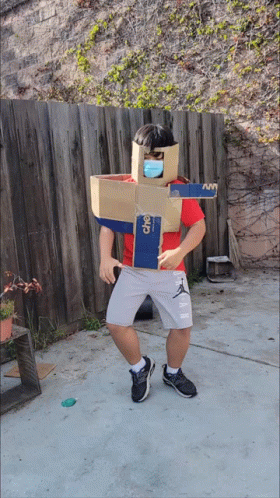 Kid In Carton Suit Dancing Gangnam Style GIF