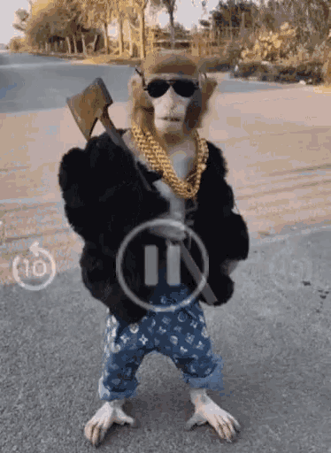 Gangsta Boss Monkey Cool Gun Bling GIF