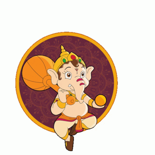 Ganpati Bappa Morza Cartoon Purple Background