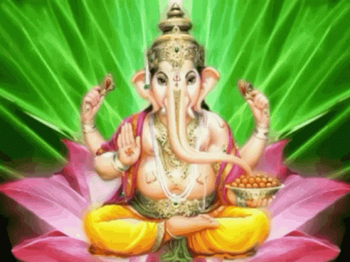 Ganpati Bappa Morza Cartoon Purple Background