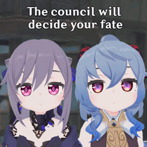 Ganyu And Keqing Waiting Council To Decide GIF
