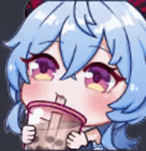 Ganyu Drinking Milktea GIF