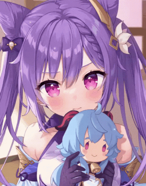 Ganyu Hugging Qiqi Doll GIF