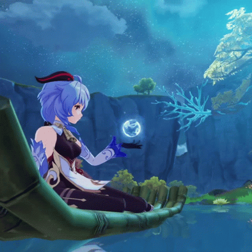 Ganyu Practicing Water Ball Magic GIF