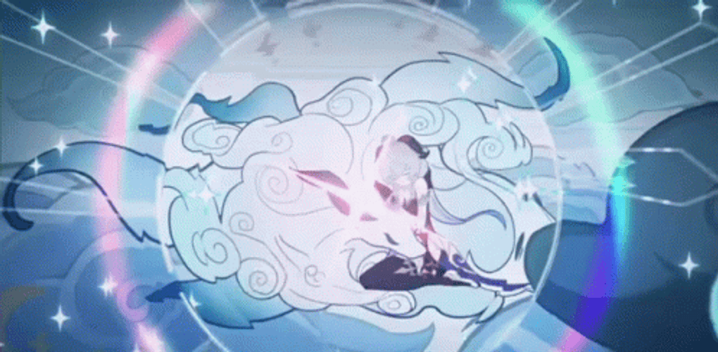 Ganyu Surrounding By Clouds GIF