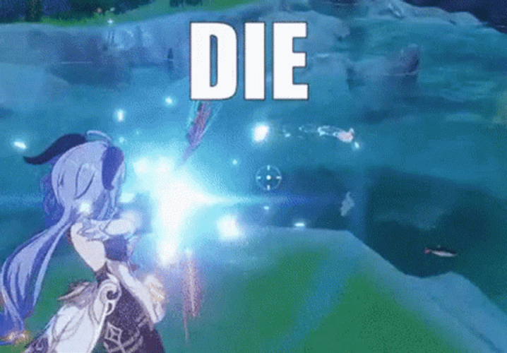 Ganyu Target Fish Using Her Bow GIF