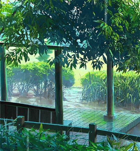 Garden With Fence and Trees