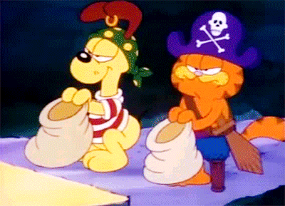 Garfield And Odie Catching Candies GIF