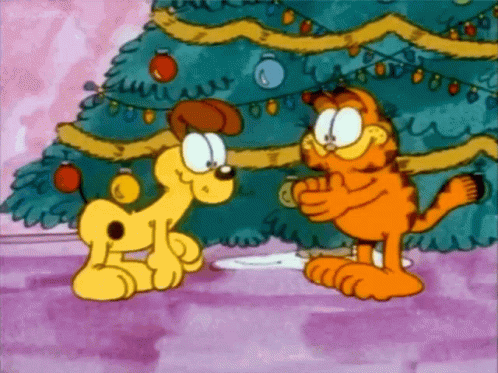 Garfield and Snoopy Decorating Christmas Tree