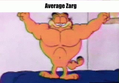 Garfield Flexing Muscles With Average Zarg GIF