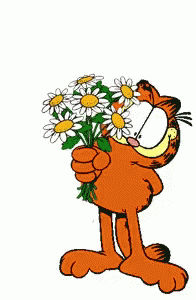 Garfield Holding Flowers GIF