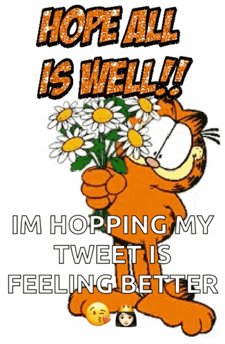 Garfield Holding Flowers Hope All Is Well GIF