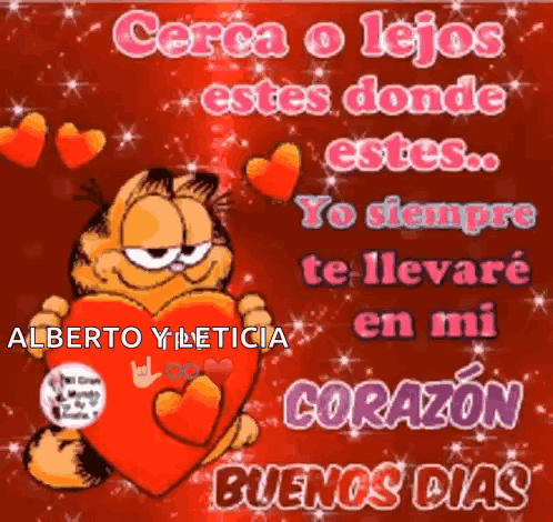 Garfield Holding Heart with Cerca o Lejos