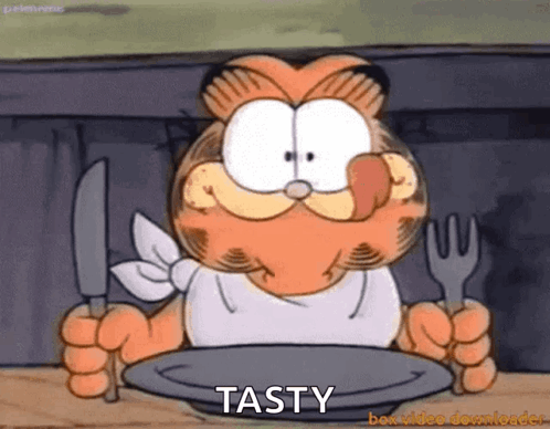 Garfield Holding Knife and Fork