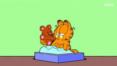 Garfield Holding Teddy Bear On Monday GIF