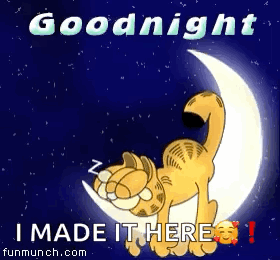 Garfield Is Sleeping On A Crescent Moon And Saying Goodnight . GIF