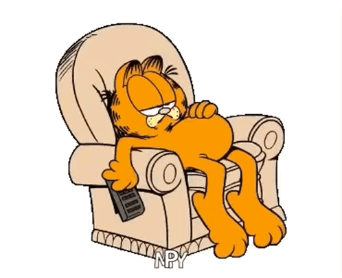 Garfield Lying in Chair Holding Remote