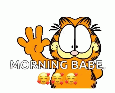 Garfield Morning Babe Wave GIF