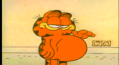Garfield Pats Own Belly GIF