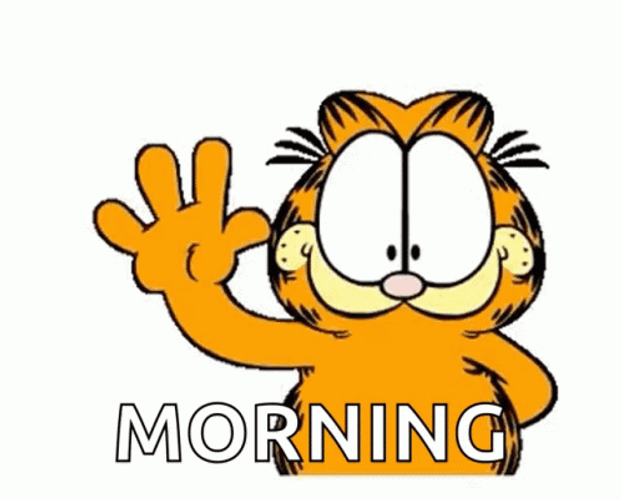 Garfield Waving Hello Good Morning GIF