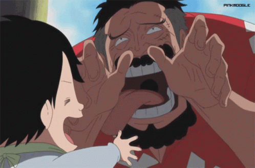 Garp And Luffy Playing Time GIF