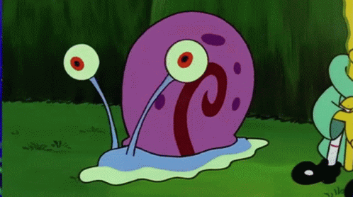 Gary The Snail From Spongebob Squarepants Is Crawling In The Grass GIF