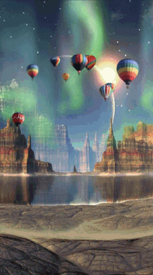 Gas Balloons And Beautiful Sky Wallpaper GIF
