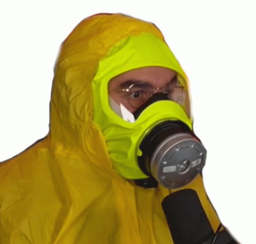 Gas Mask Akaruu Yellow Suit GIF