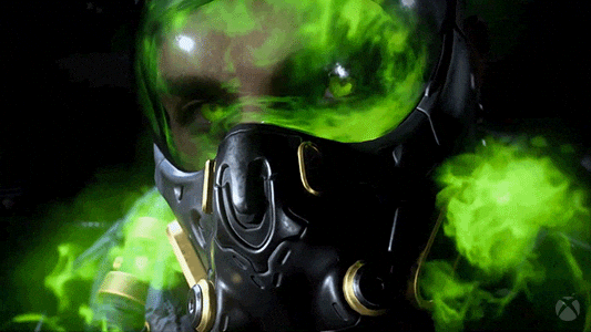 Gas Mask Animated Green Smoke Inside Lens GIF