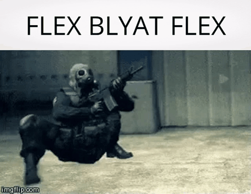 Gas Mask Soldier Holding Gun Flex Blyat Flex GIF