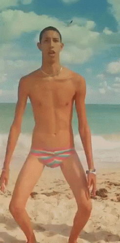 Gaunt Guy Dances In The Beach GIF
