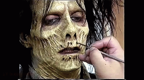 Gaunt Skeleton Prosthetics Make Up GIF