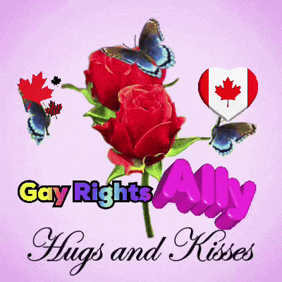 Gay Rights Ally Hugging Roses and Butterflies