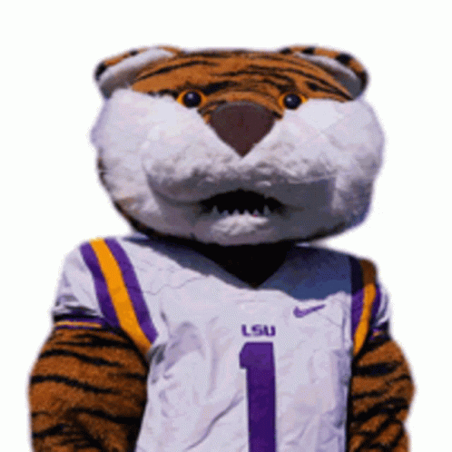 Geaux Tigers Mascot Flying Hearts GIF