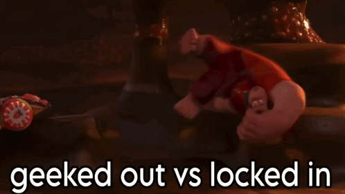 Geeked Out Vs Locked In Is Displayed In A Cartoon GIF