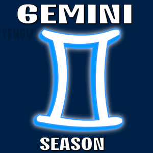 Gemini Season Sign With Two Penguins Behind