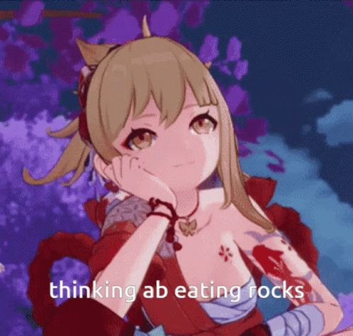 Genshin Yoimiya Thinking About Eating Rocks GIF