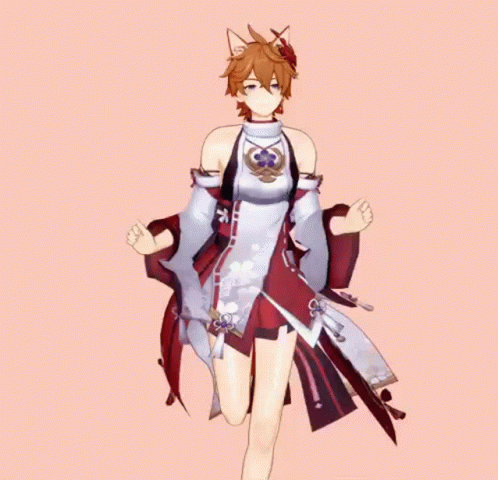 Genshin Childe And Yae Combined Look Running GIF