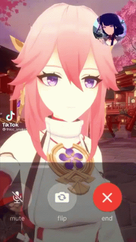 Genshin Impact Yae Miko Raiden Video Call GIF