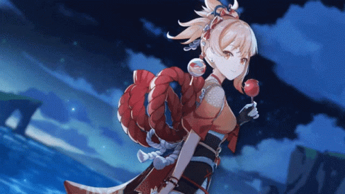 Genshin Impact Yoimiya With Lollipop GIF