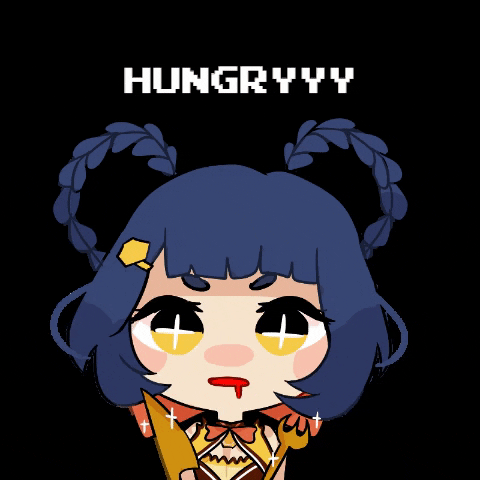 Genshin Xiangling Chibi Hungry Reaction GIF