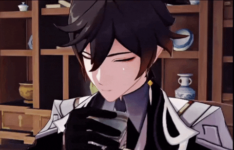 Genshin Zhongli Drinking A Tea GIF
