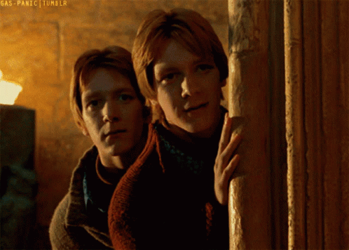 George And Fred Weasley Peeking GIF