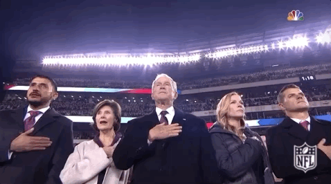 George Bush Shoe Saying National Anthem GIF