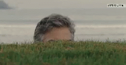 George Clooney Watching Behind The Grass GIF