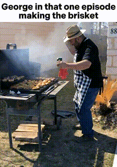 George Passionately Grilling Brisket GIF
